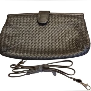 Ganson Woven Gold Clutch with Strap